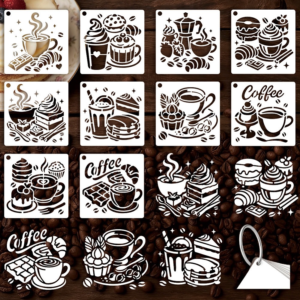 Draw Coffee And Tea - 10 Blatt Kaffee-Schablonen zum Malen, 10