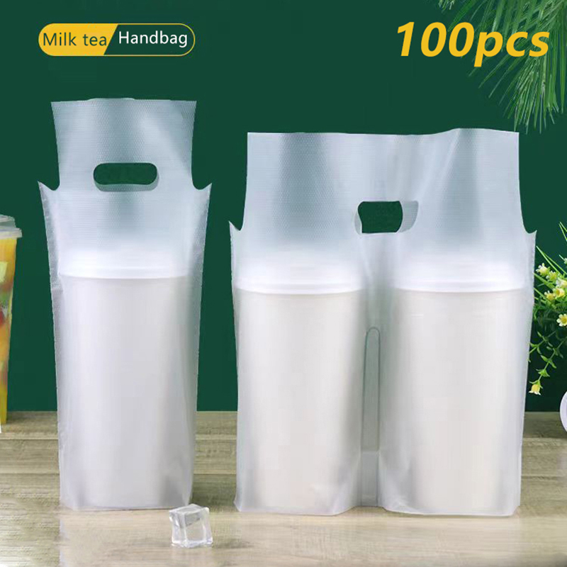 Coffee Tea Drink - 100 Stück Einweg-Milchtee-Verpackungsbeutel, mattiert, transparent, für