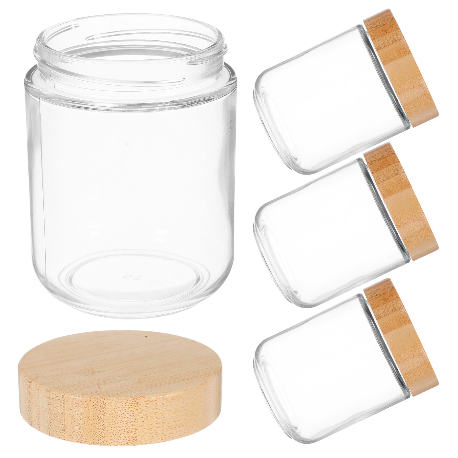 Coffee Tea And Sugar Canisters - 4 Stück robuste Glasbehälter mit Bambusdeckeln,