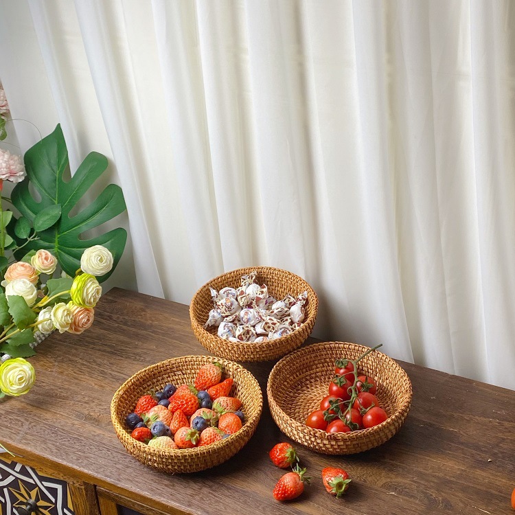 Vietnam Coffee Tea - Vietnam Rattan Obstkorb Teeteller Aufbewahrungskorb Couchtisch-Organizer
