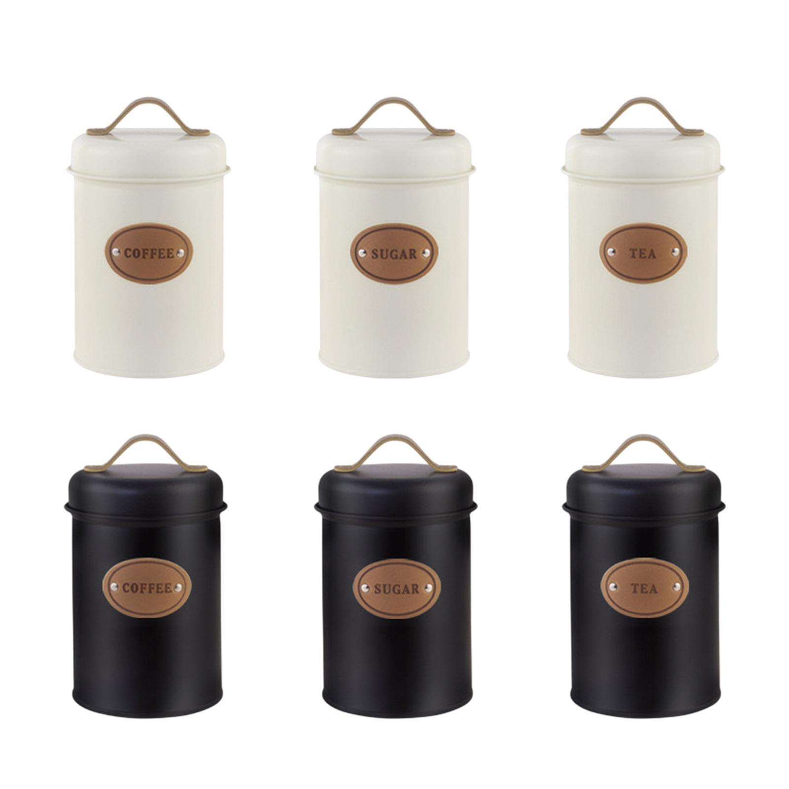 Coffee Tea Sugar Container Set - Metall-Küchenbehälter-Set mit luftdichten Deckeln für Kaffee,