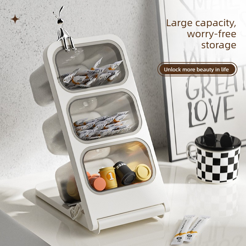 Coffee Tea Break - Mehrschichtige Kaffeekapsel-Aufbewahrungsbox Desktop-Teebeutel-Snack-Organizer für Zuhause, Büro,