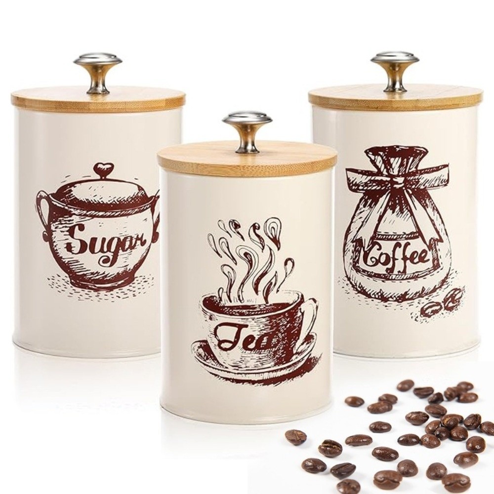 3-teiliges Metall-Kaffeedosen- – Coffee Tea Sugar Container Set Bewertung und Preis