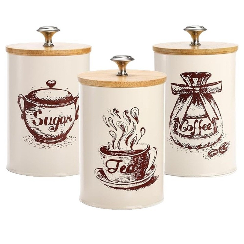 3-teiliges Metall-Kaffeedosen- – Coffee Tea Sugar Container Set Bewertung und Preis