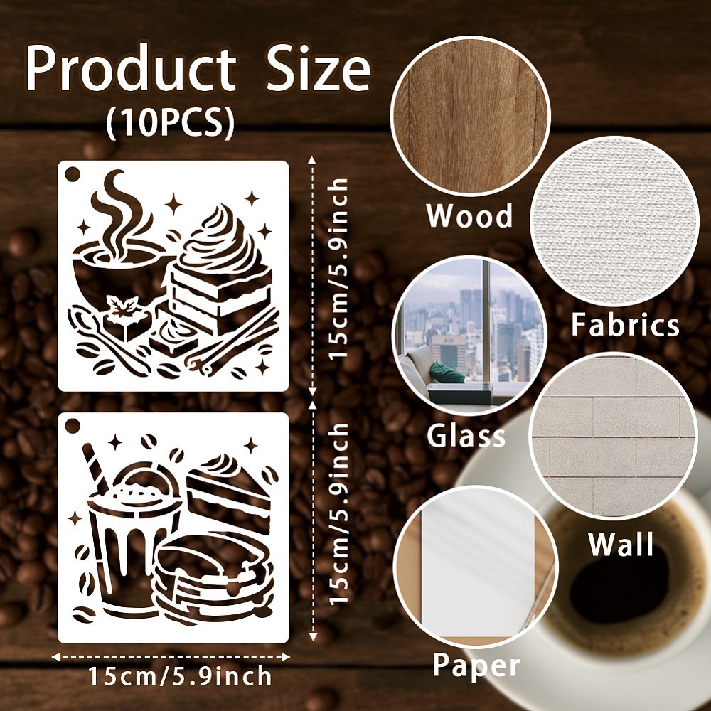 10 Blatt Kaffee-Schablonen zum – Draw Coffee And Tea Bewertung und Preis