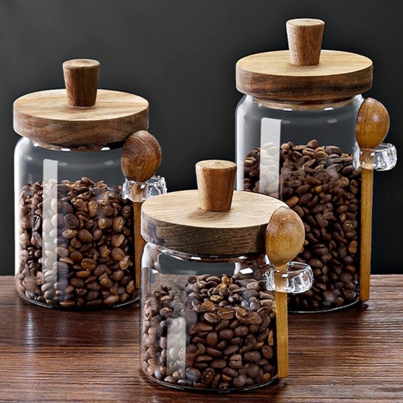 ABJI-Glasbehälter mit Holzdeck – Coffee Tea Sugar Container Set Bewertung und Preis