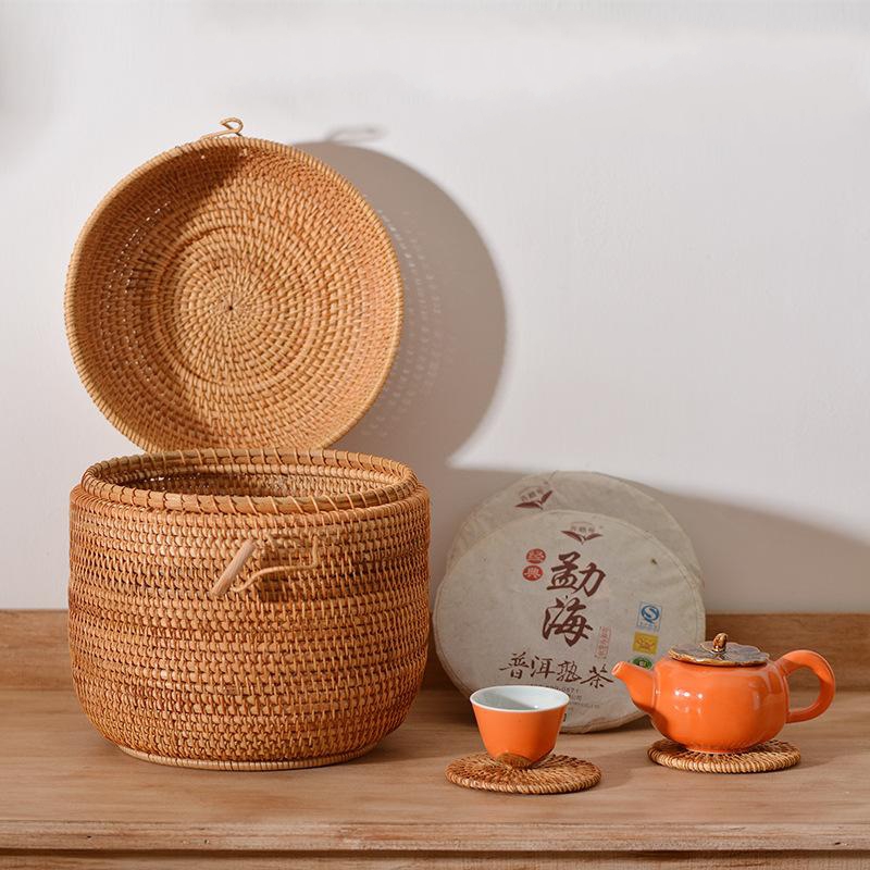 Handgewebte Rattan-Tee-Aufbewa – Coffee Tea And Sugar Canisters Bewertung und Preis