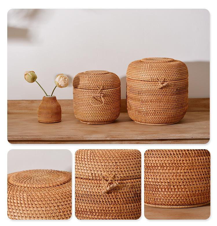 Handgewebte Rattan-Tee-Aufbewa – Coffee Tea And Sugar Canisters Bewertung und Preis