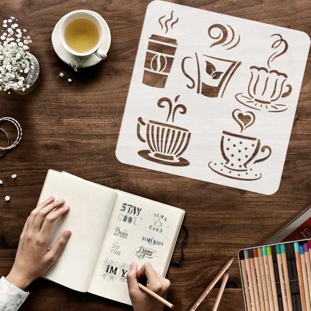 Heißgetränke-Schablone zum Mal – Draw Coffee And Tea Bewertung und Preis