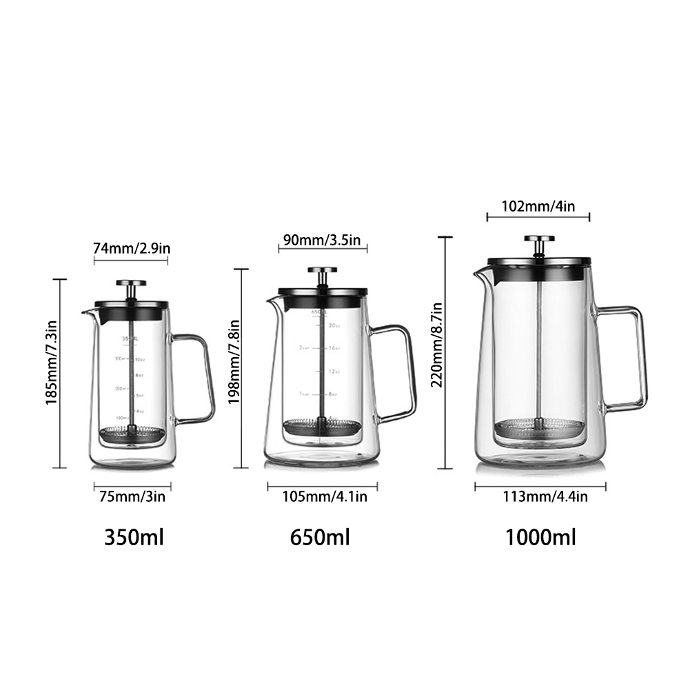 Doppelschichtiger französische – French Press Glass Bewertung und Preis