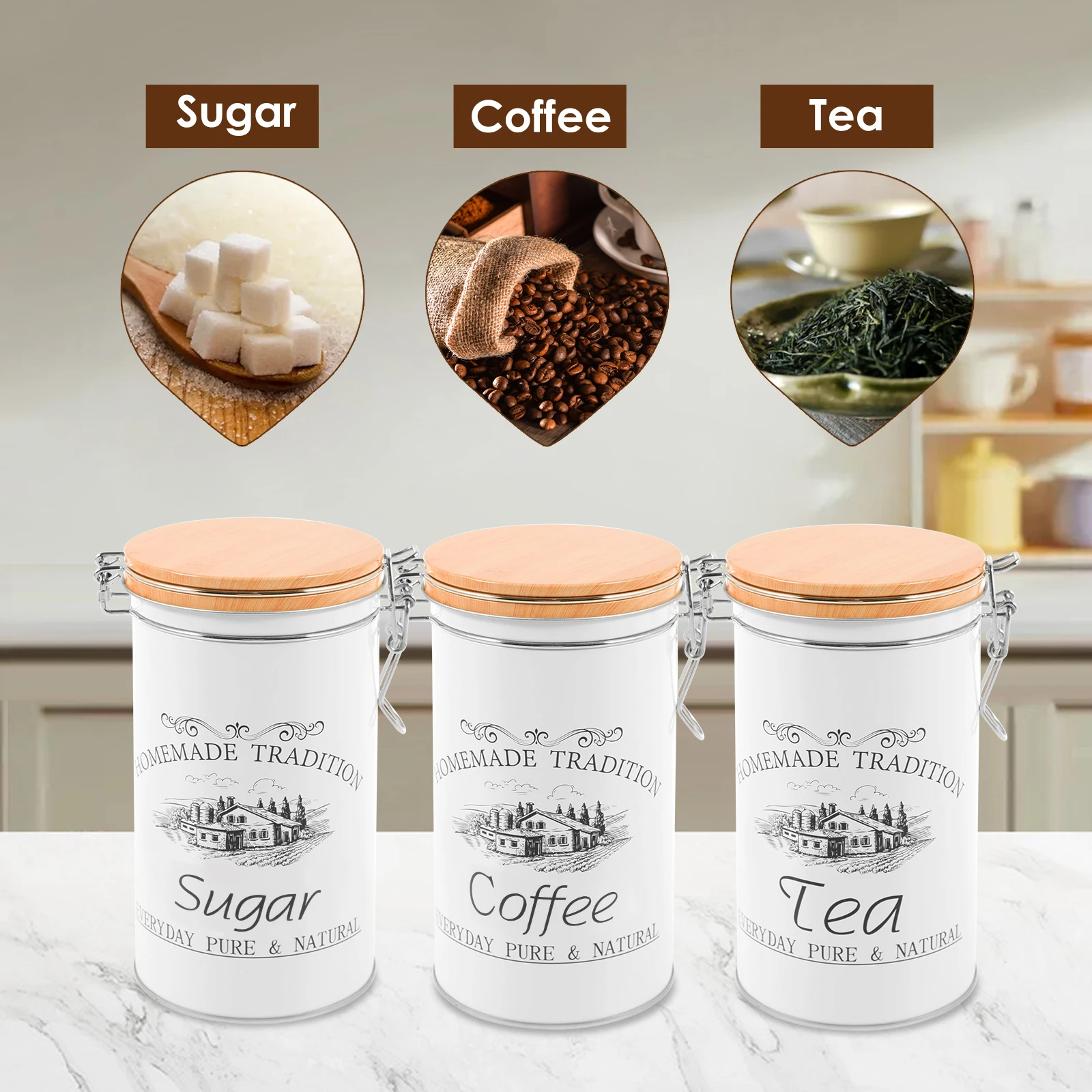3-teiliges Set Tee-Kaffee-Zuck – Coffee Tea Sugar Container Set Bewertung und Preis